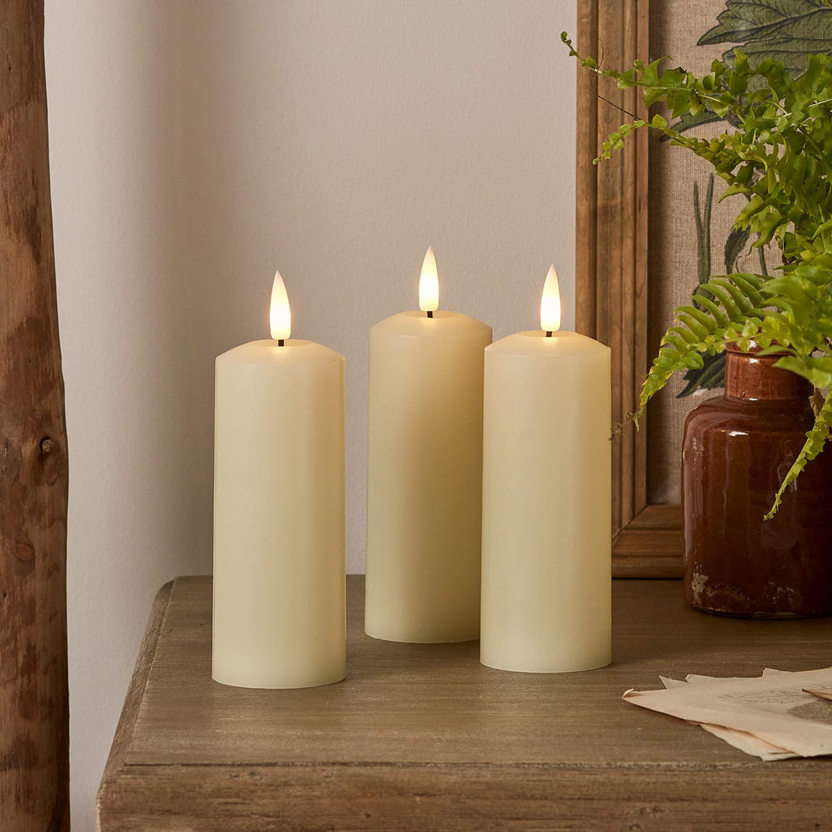 Slender Ivory LED Pillar Candle Trio - product photo 3