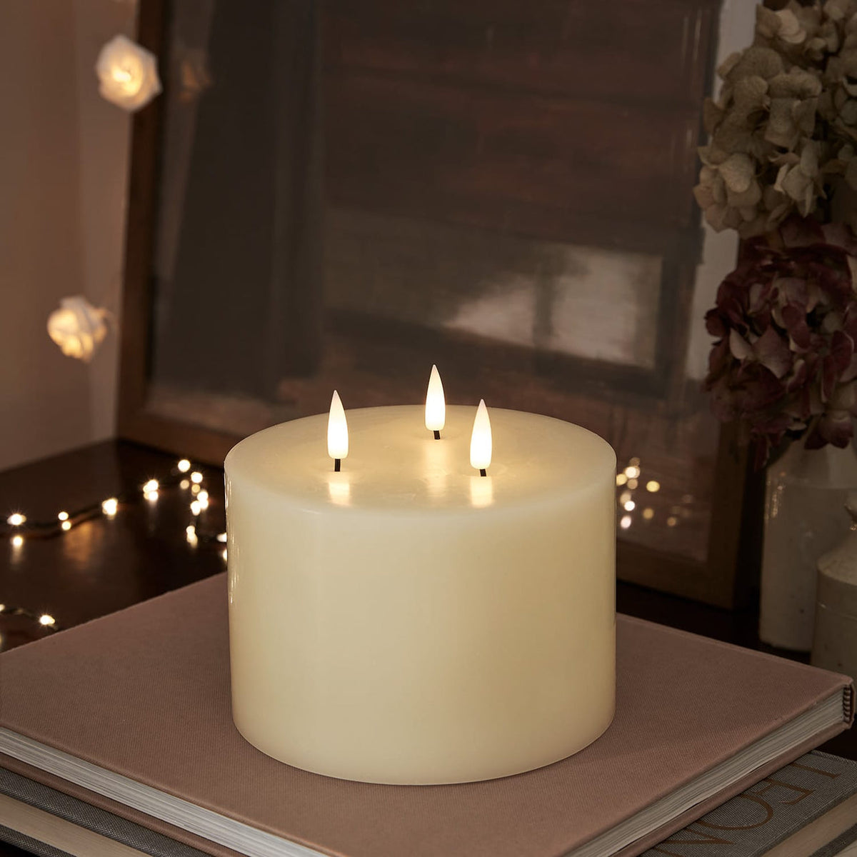 Ivory Three Wick LED Candle - product photo 3