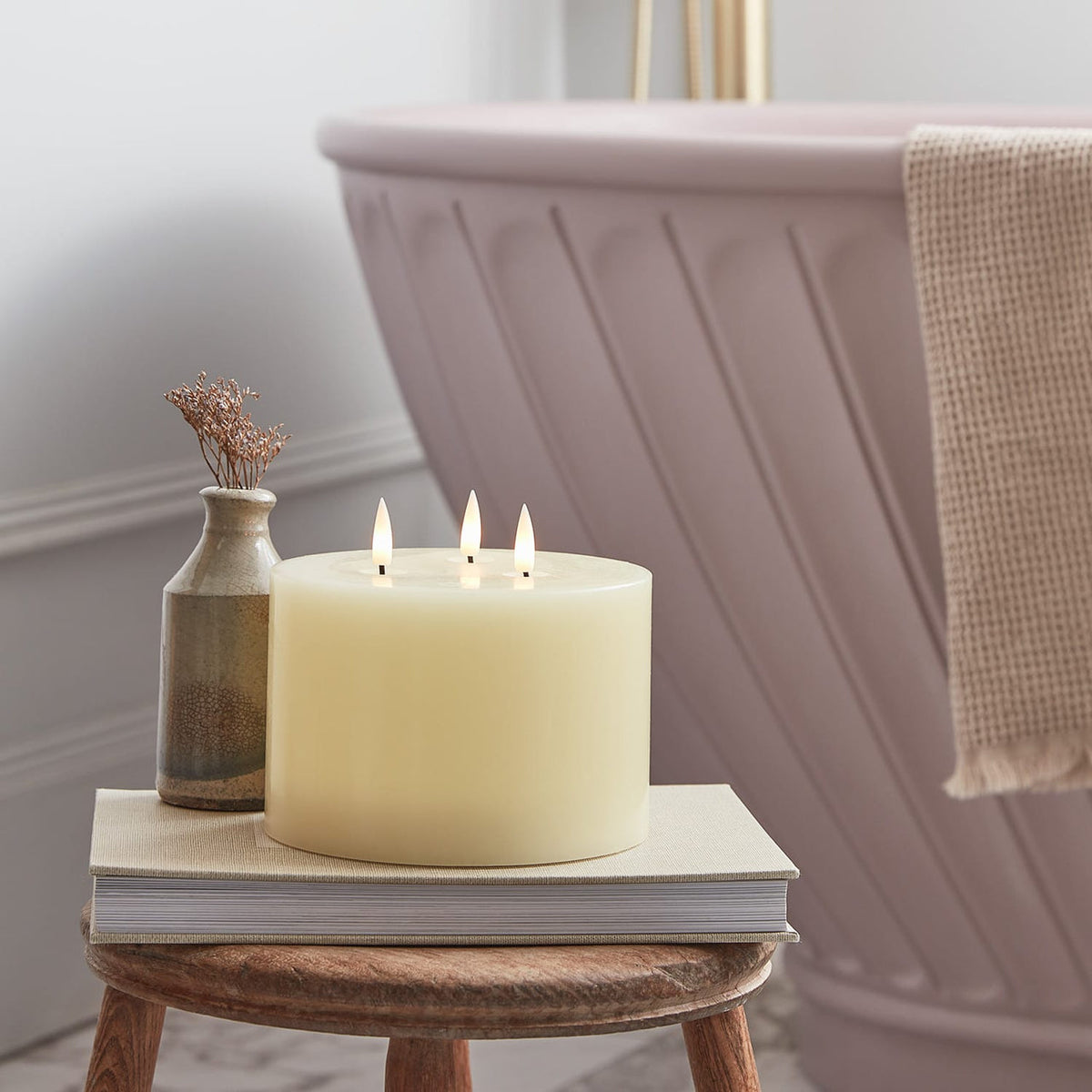 Ivory Three Wick LED Candle - product photo 2