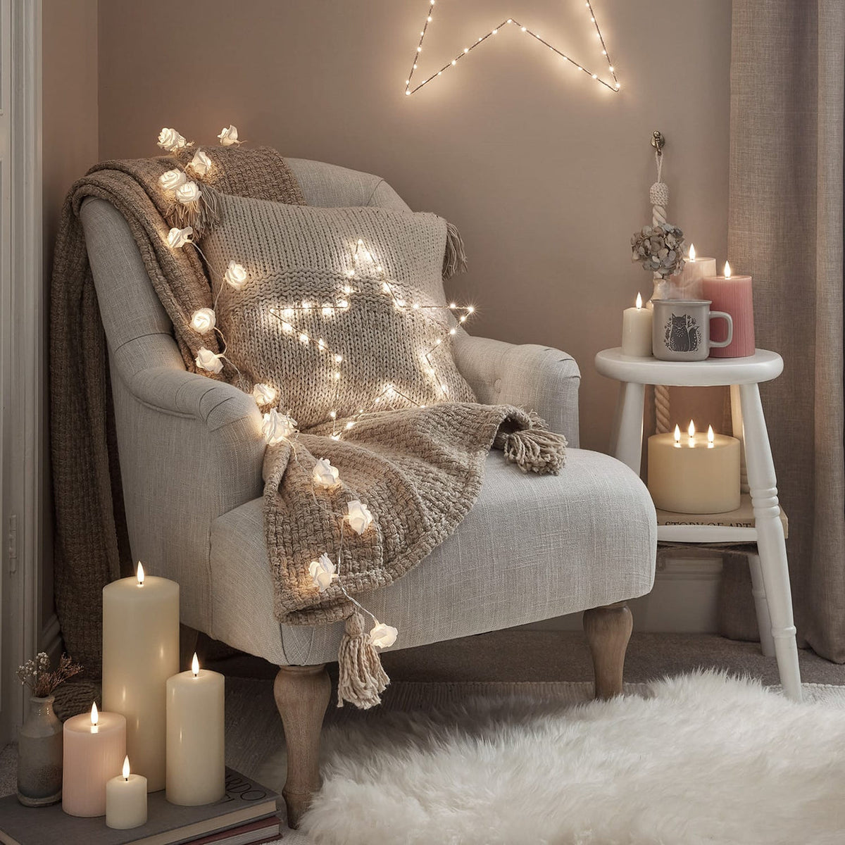 Blush Pink Ribbed LED Candle Trio - product photo 4