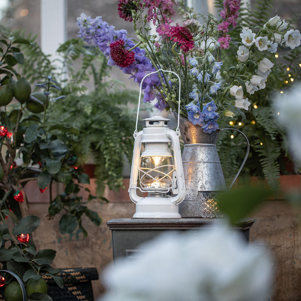 White Metal Dimmable Storm Lantern - product photo 3