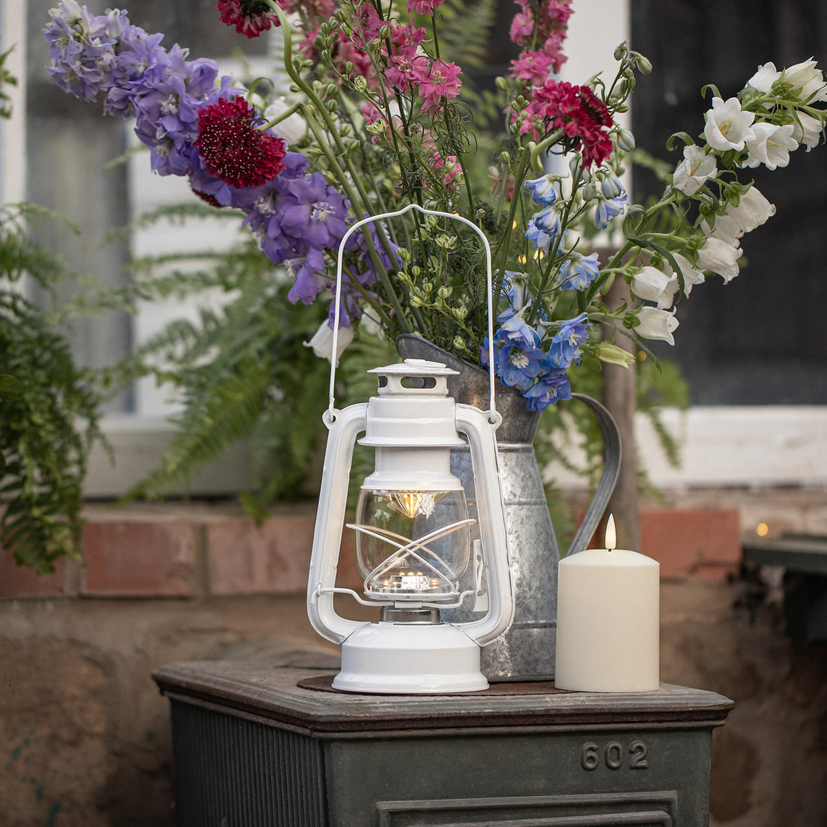 White Metal Dimmable Storm Lantern - product photo 5