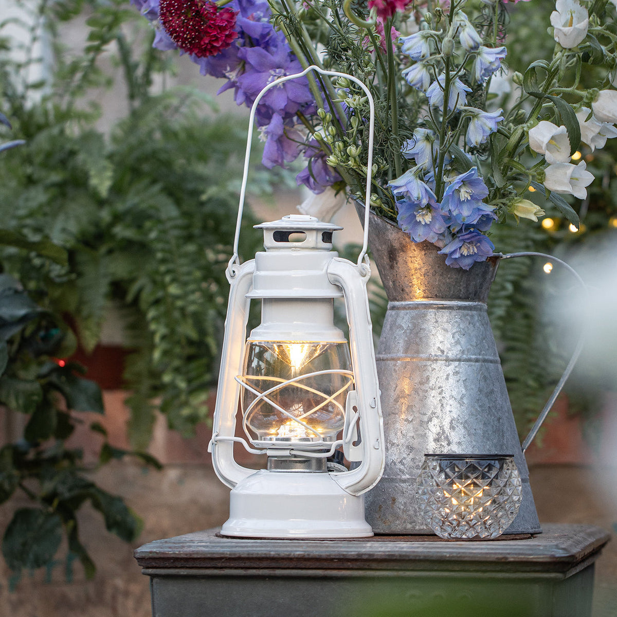 White Metal Dimmable Storm Lantern - product photo 7