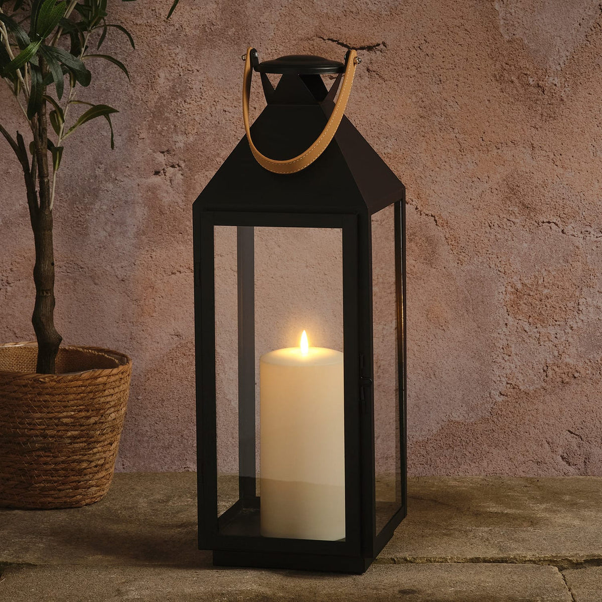 Grand Black LED Candle Lantern - product photo 1