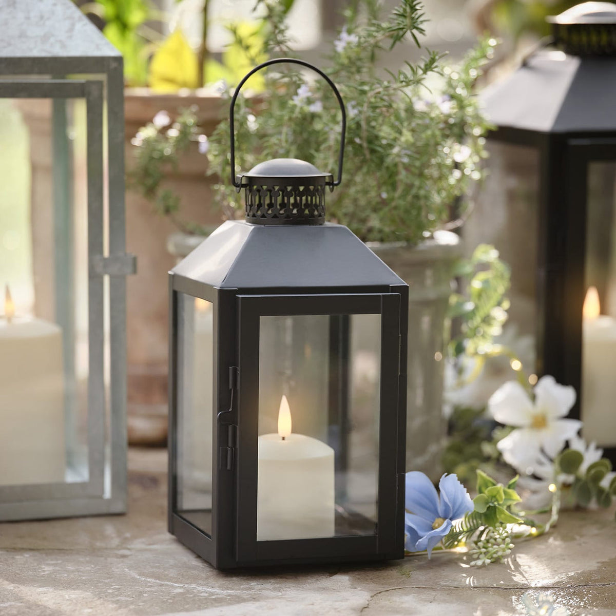 Compact Black LED Candle Lantern - product photo 3