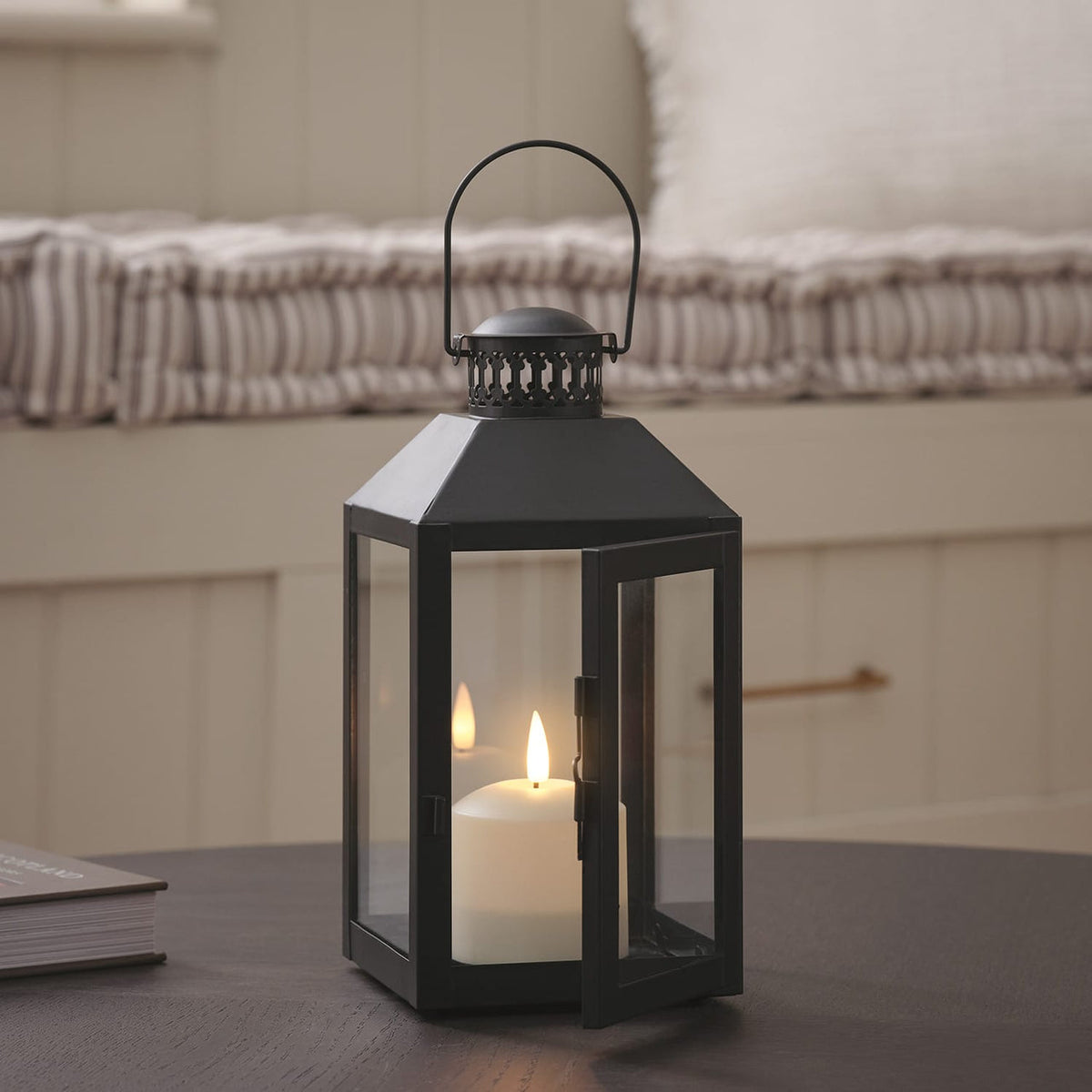 Compact Black LED Candle Lantern - product photo 2